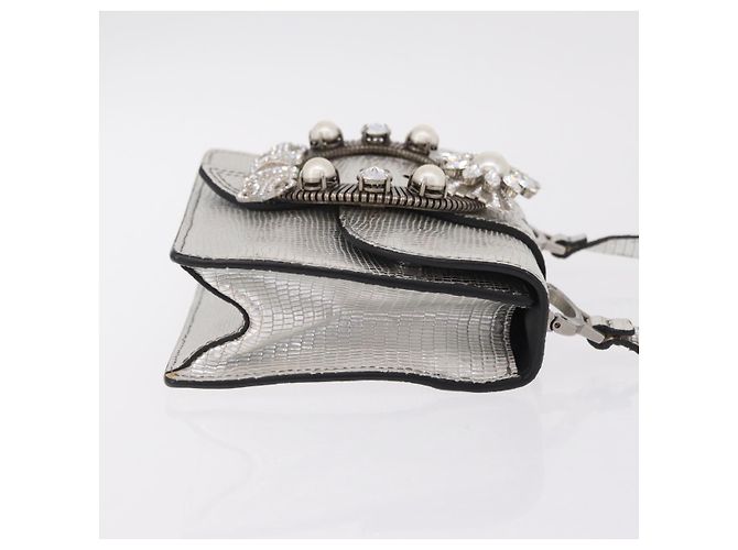 Miu Miu Schultertasche Leder Silber Authentisch 206274M - Ansicht 3
