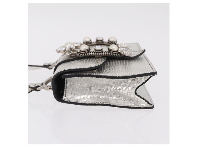 Miu Miu Schultertasche Leder Silber Authentisch 206274M - Ansicht 4