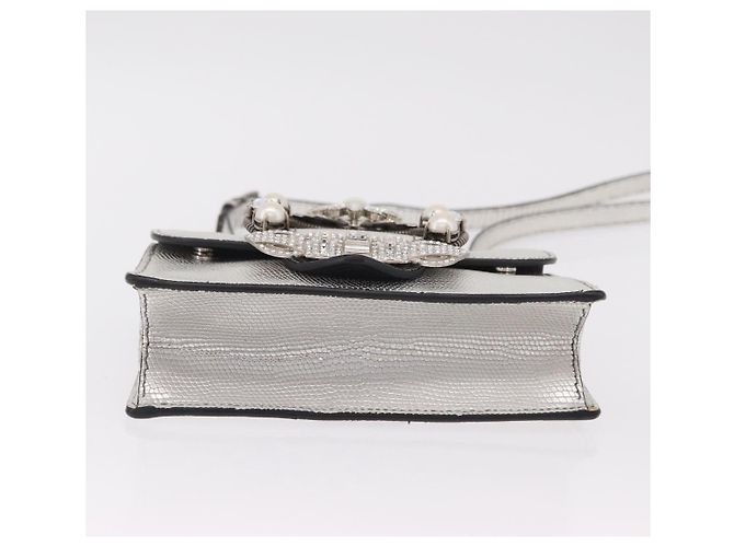 Miu Miu Schultertasche Leder Silber Authentisch 206274M - Ansicht 5