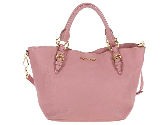 Borsa a mano Miu Miu in pelle 2way Rosa Tono Oro Auth 205829A - vista 13