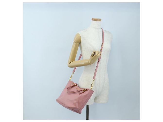 Borsa a mano Miu Miu in pelle 2way Rosa Tono Oro Auth 205829A - vista 32