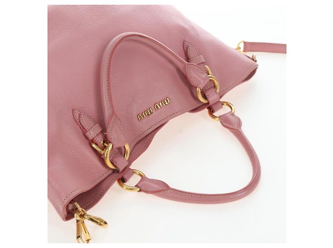 Borsa a mano Miu Miu in pelle 2way Rosa Tono Oro Auth 205829A - vista 6