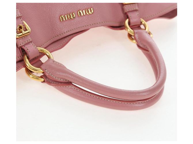 Borsa a mano Miu Miu in pelle 2way Rosa Tono Oro Auth 205829A - vista 7