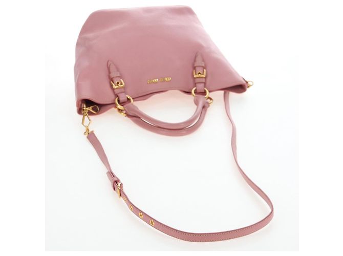 Borsa a mano Miu Miu in pelle 2way Rosa Tono Oro Auth 205829A - vista 9