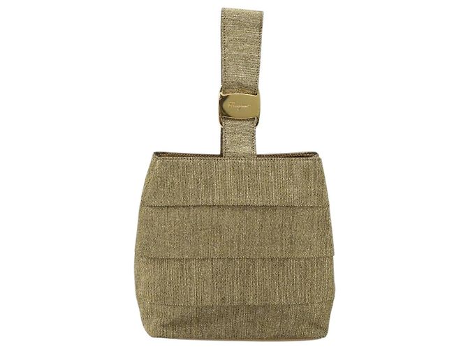 Bolso Salvatore Ferragamo Satin Gold Auth bs37259 - vista 13