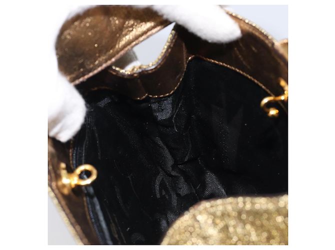 Bolso Salvatore Ferragamo Satin Gold Auth bs37259 - vista 18