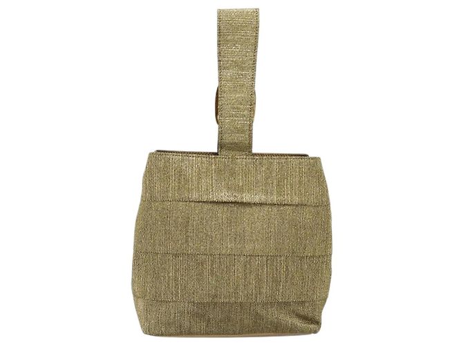 Bolso Salvatore Ferragamo Satin Gold Auth bs37259 - vista 2