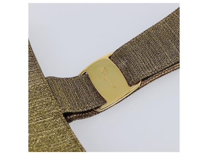 Bolso Salvatore Ferragamo Satin Gold Auth bs37259 - vista 8