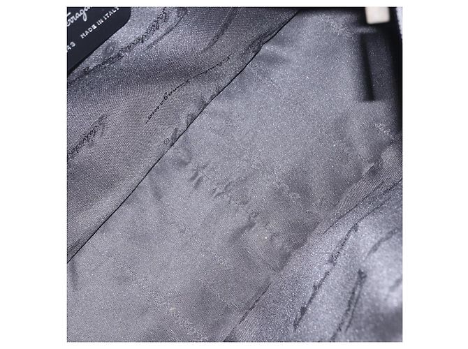 Sac à épaule Salvatore Ferragamo en coton noir et argent Auth ar14295 Argenté - vue 11
