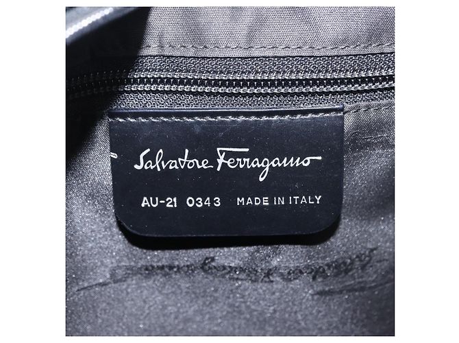 Sac à épaule Salvatore Ferragamo en coton noir et argent Auth ar14295 Argenté - vue 12
