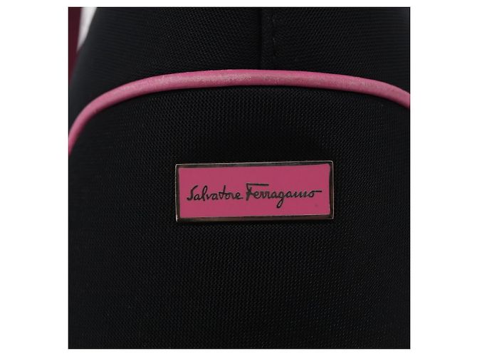 Sac à épaule Salvatore Ferragamo en coton noir et argent Auth ar14295 Argenté - vue 20