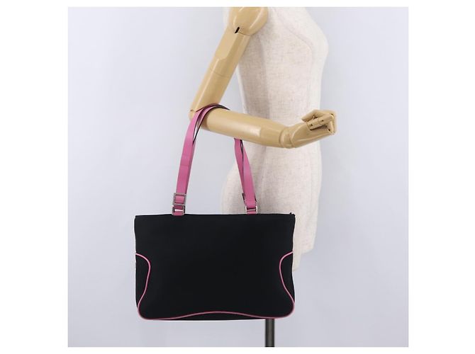 Sac à épaule Salvatore Ferragamo en coton noir et argent Auth ar14295 Argenté - vue 26