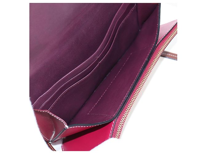 Borsa a tracolla LOEWE Anagram Gate Pochette in pelle Wine Red Gold Auth bs37417A D'oro Bordò - vista 10