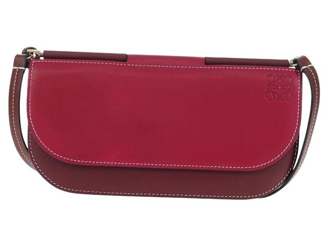 Borsa a tracolla LOEWE Anagram Gate Pochette in pelle Wine Red Gold Auth bs37417A D'oro Bordò - vista 13