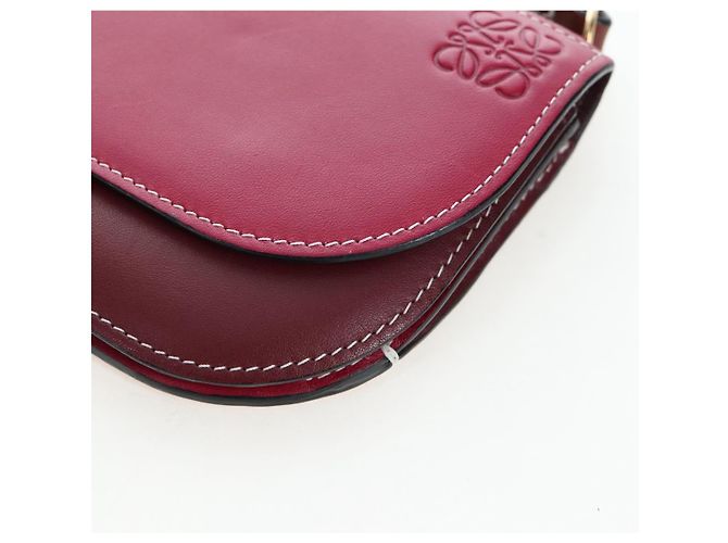 Borsa a tracolla LOEWE Anagram Gate Pochette in pelle Wine Red Gold Auth bs37417A D'oro Bordò - vista 15