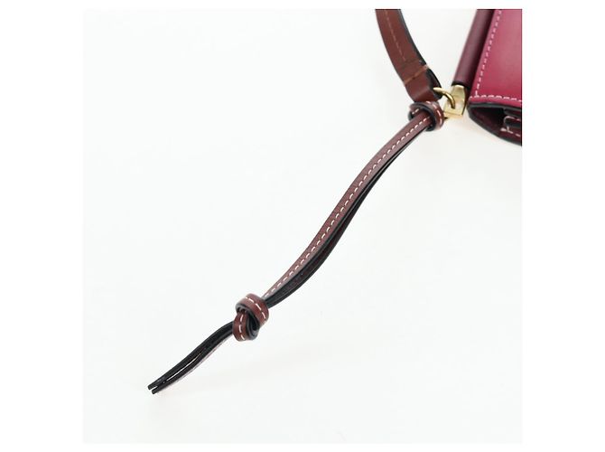 Borsa a tracolla LOEWE Anagram Gate Pochette in pelle Wine Red Gold Auth bs37417A D'oro Bordò - vista 18