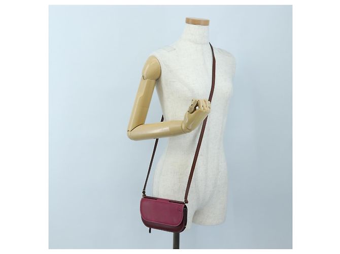 Borsa a tracolla LOEWE Anagram Gate Pochette in pelle Wine Red Gold Auth bs37417A D'oro Bordò - vista 25