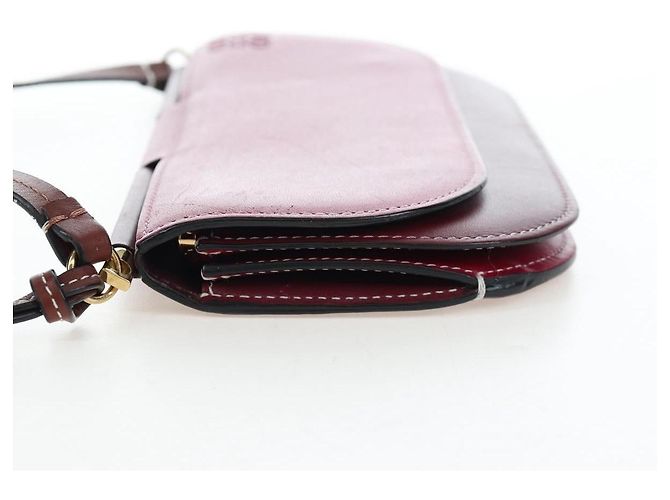 Borsa a tracolla LOEWE Anagram Gate Pochette in pelle Wine Red Gold Auth bs37417A D'oro Bordò - vista 3