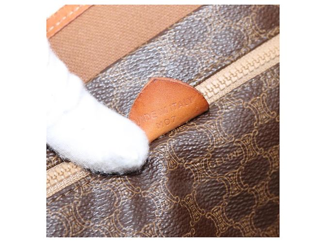 Céline Saco Tote CELINE Macadam PVC Brown Gold Tone Auth BA16170 Marrom - vista 12
