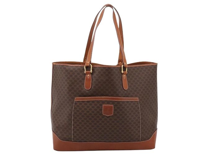 Céline Saco Tote CELINE Macadam PVC Brown Gold Tone Auth BA16170 Marrom - vista 13