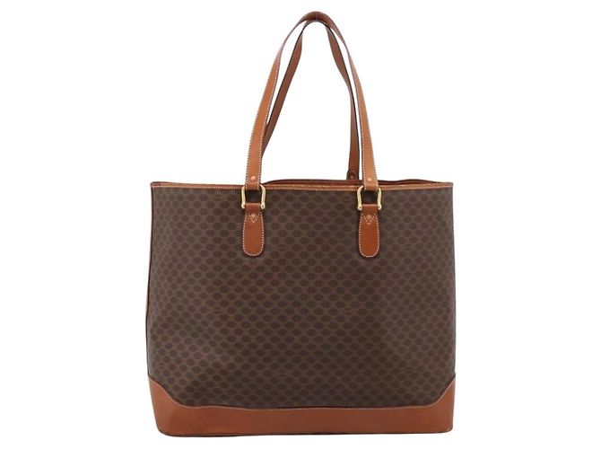 Céline Saco Tote CELINE Macadam PVC Brown Gold Tone Auth BA16170 Marrom - vista 2