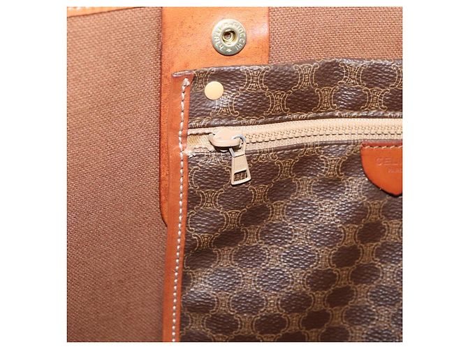 Céline Saco Tote CELINE Macadam PVC Brown Gold Tone Auth BA16170 Marrom - vista 22