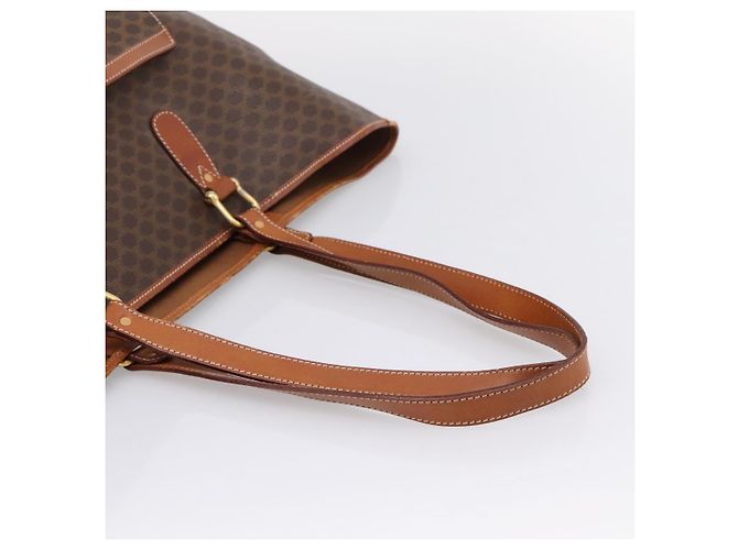 Céline Saco Tote CELINE Macadam PVC Brown Gold Tone Auth BA16170 Marrom - vista 6