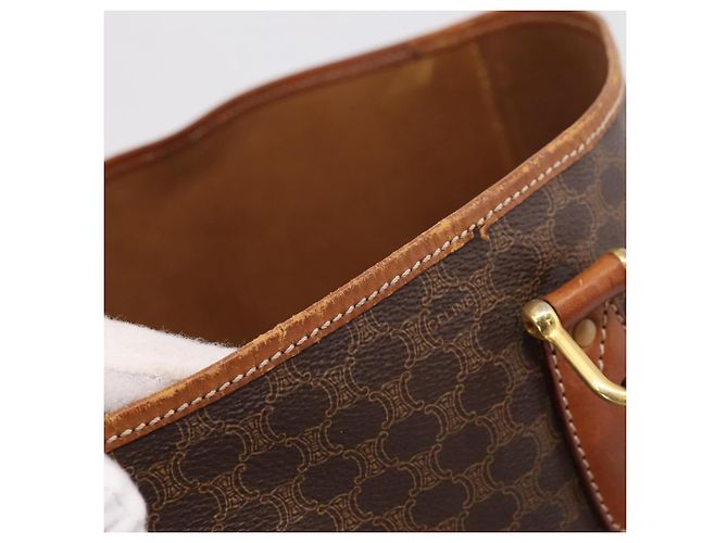 Céline Saco Tote CELINE Macadam PVC Brown Gold Tone Auth BA16170 Marrom - vista 8