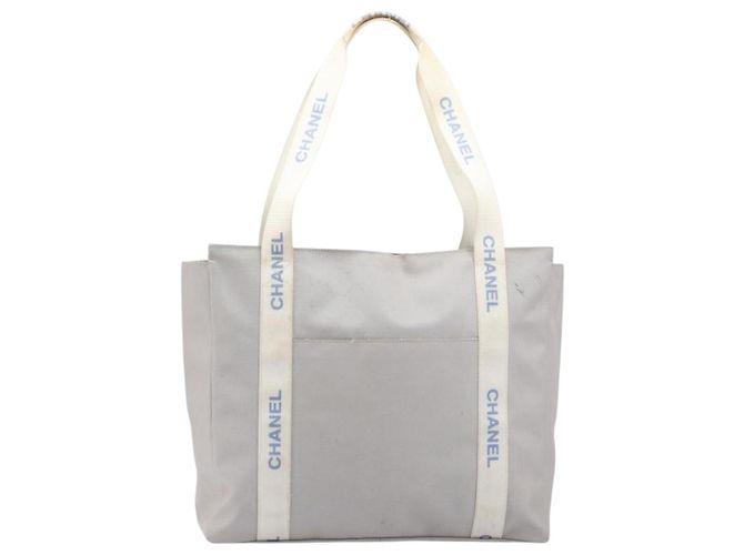 CHANEL Sport Tote Bag Nylon Grau Silber CC Auth bs37193 Braun - Ansicht 13