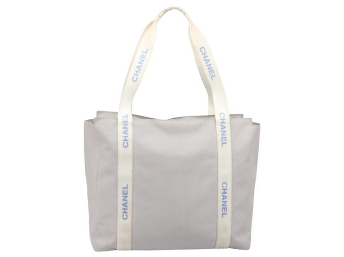 CHANEL Sport Tote Bag Nylon Grau Silber CC Auth bs37193 Braun - Ansicht 2