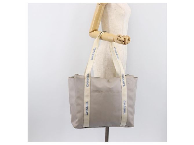 CHANEL Sport Tote Bag Nylon Grau Silber CC Auth bs37193 Braun - Ansicht 30