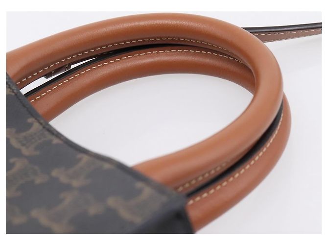 Céline Borsa a mano CELINE Macadam Mini Vertical Cabas PVC 2way Nero Oro Auth 205945M - vista 14