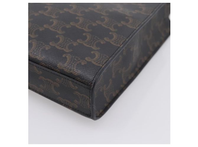 Céline Borsa a mano CELINE Macadam Mini Vertical Cabas PVC 2way Nero Oro Auth 205945M - vista 17