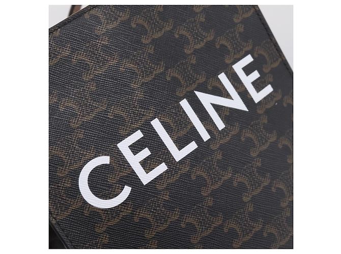 Céline Borsa a mano CELINE Macadam Mini Vertical Cabas PVC 2way Nero Oro Auth 205945M - vista 19