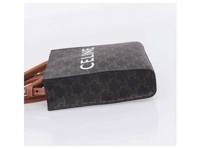 Céline Borsa a mano CELINE Macadam Mini Vertical Cabas PVC 2way Nero Oro Auth 205945M - vista 3