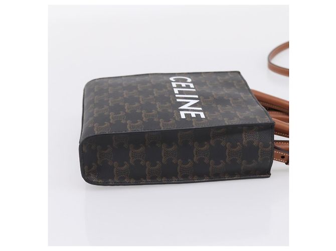 Céline Borsa a mano CELINE Macadam Mini Vertical Cabas PVC 2way Nero Oro Auth 205945M - vista 4