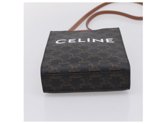 Céline Borsa a mano CELINE Macadam Mini Vertical Cabas PVC 2way Nero Oro Auth 205945M - vista 5