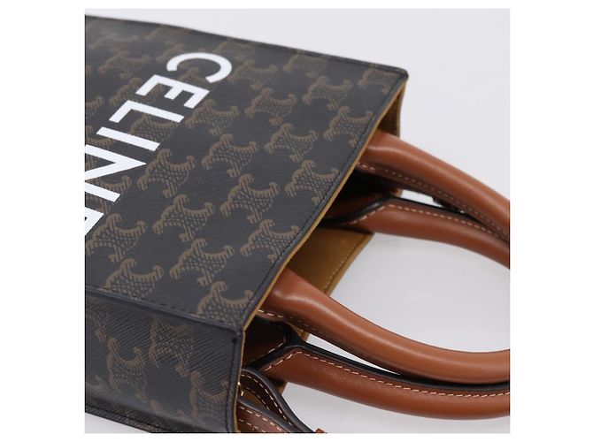 Céline Borsa a mano CELINE Macadam Mini Vertical Cabas PVC 2way Nero Oro Auth 205945M - vista 6