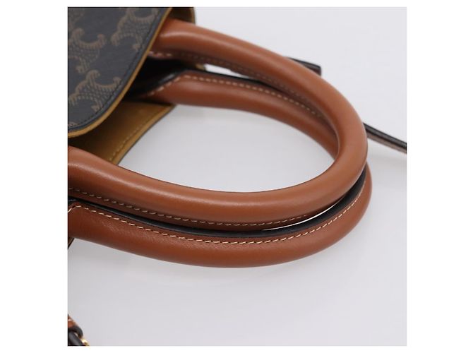 Céline Borsa a mano CELINE Macadam Mini Vertical Cabas PVC 2way Nero Oro Auth 205945M - vista 7