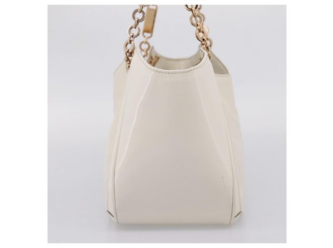 Borsa Tote Salvatore Ferragamo Gancini Chain Leather White Gold Auth 206356A Bianco D'oro - vista 4