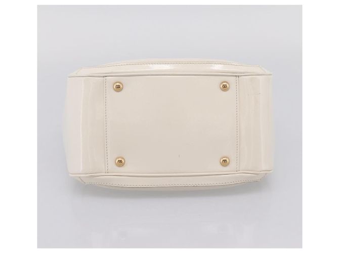 Borsa Tote Salvatore Ferragamo Gancini Chain Leather White Gold Auth 206356A Bianco D'oro - vista 5