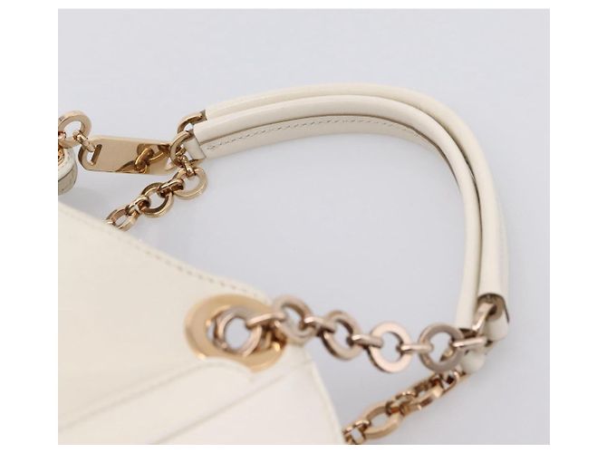 Borsa Tote Salvatore Ferragamo Gancini Chain Leather White Gold Auth 206356A Bianco D'oro - vista 8