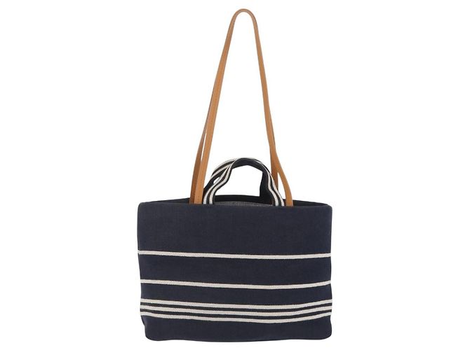 CHANEL Handtasche Canvas 2way Navy Silver CC Auth 204878V Silber Marineblau - Ansicht 2