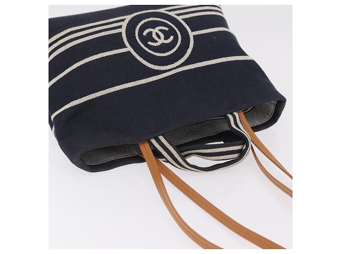 CHANEL Handtasche Canvas 2way Navy Silver CC Auth 204878V Silber Marineblau - Ansicht 7