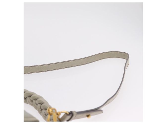 Miu Miu Matelassé Handtasche Leder 2way Grau Goldton Auth ar14167V Braun - Ansicht 16