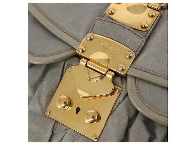 Miu Miu Matelassé Handtasche Leder 2way Grau Goldton Auth ar14167V Braun - Ansicht 23