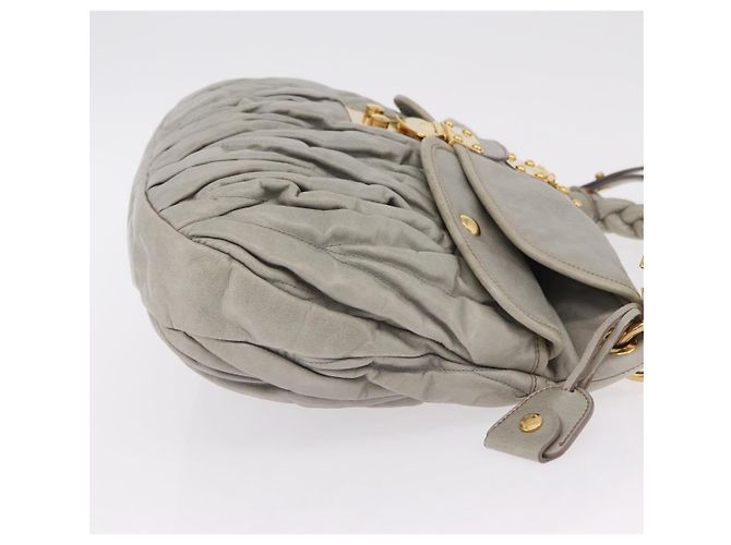 Miu Miu Matelassé Handtasche Leder 2way Grau Goldton Auth ar14167V Braun - Ansicht 3