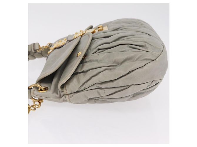 Miu Miu Matelassé Handtasche Leder 2way Grau Goldton Auth ar14167V Braun - Ansicht 4