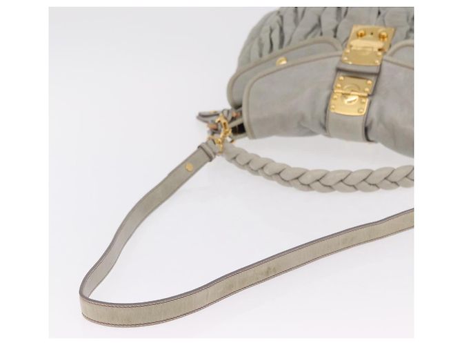 Miu Miu Matelassé Handtasche Leder 2way Grau Goldton Auth ar14167V Braun - Ansicht 7