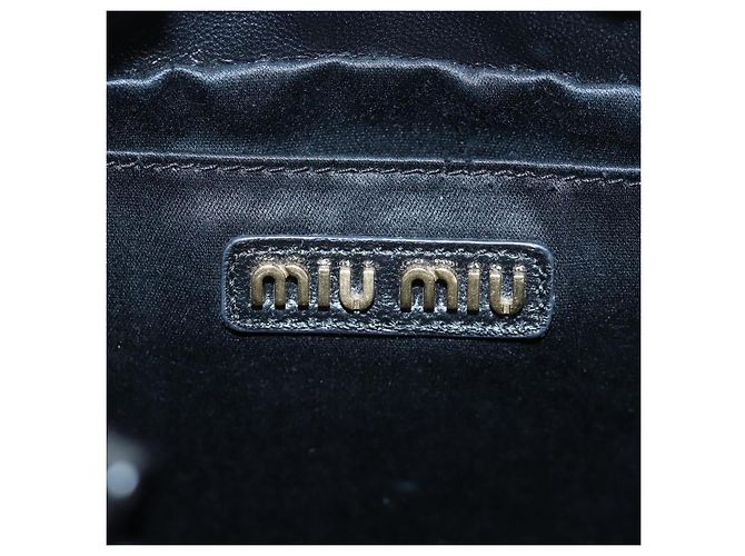 Borsa a spalla Miu Miu Matelassé in pelle 2way Nero Oro Auth 205997M D'oro - vista 10